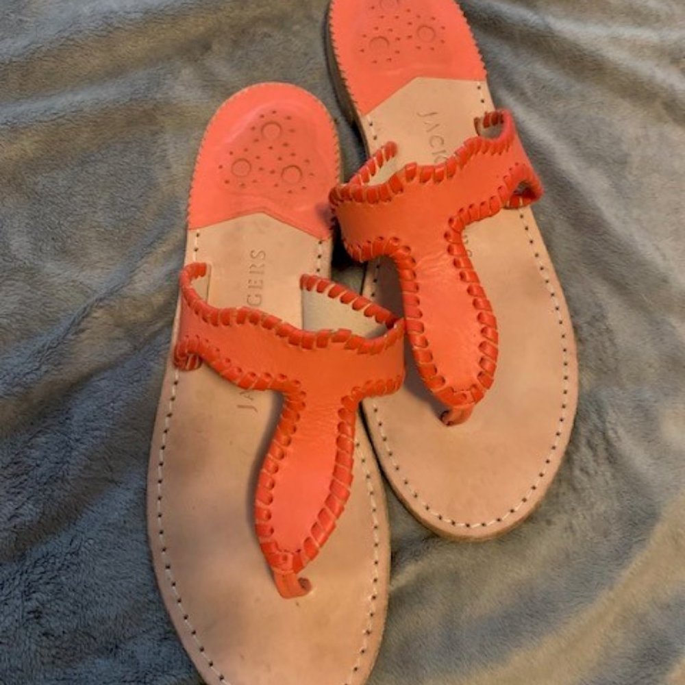 Women's Jack Rogers JACKIE Flat Sandals, Coral, Size 9M, very lightly worn